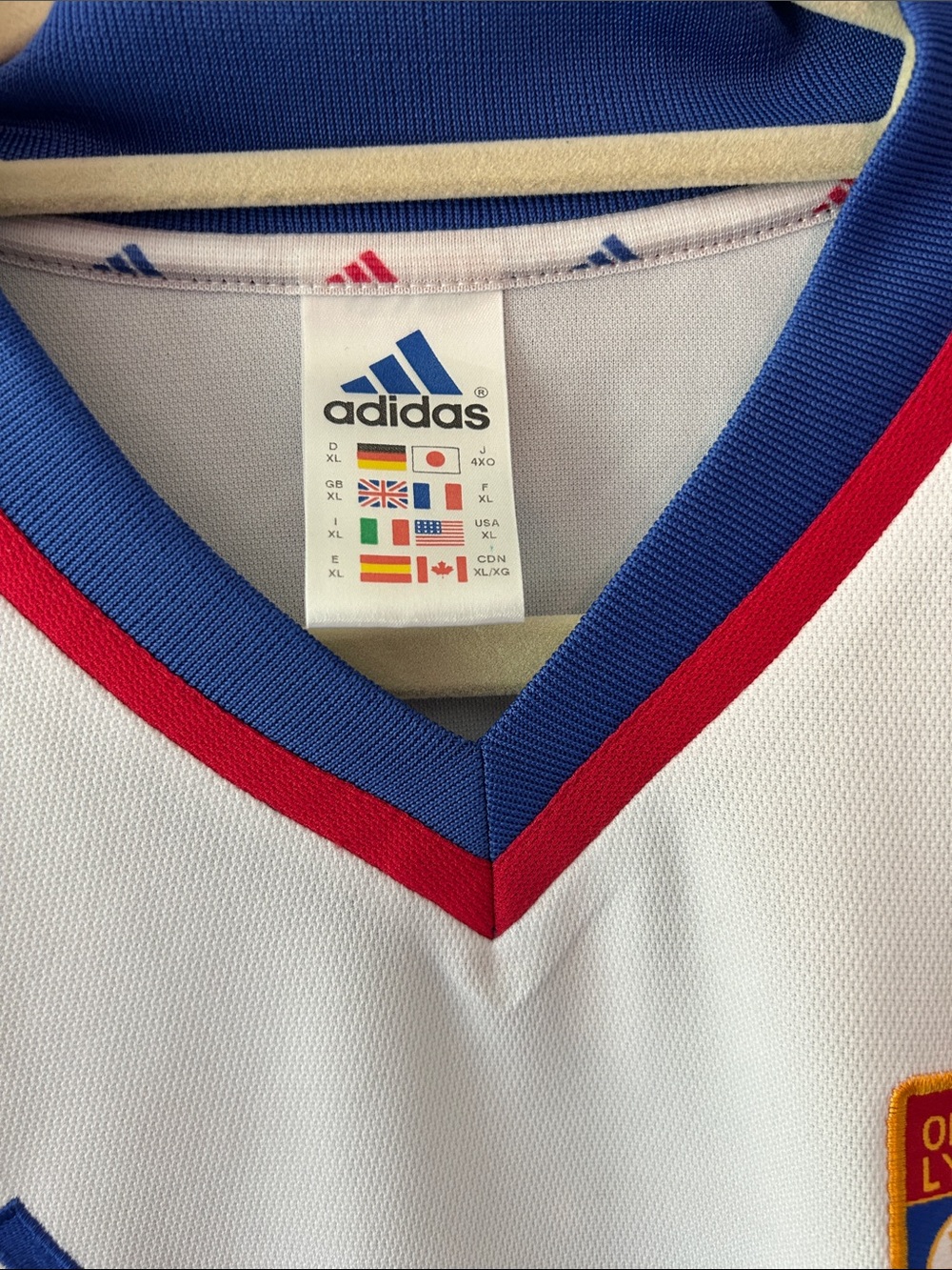 adidas White Soccer Jersey with Red and Blue Trim - Picture 3 of 7